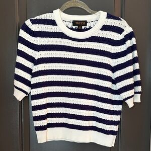 Truth Women's Navy and White Striped‎ Crew Neck Sweater